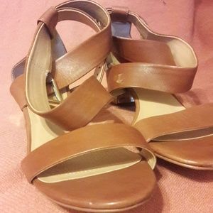 Tan sandals worn once